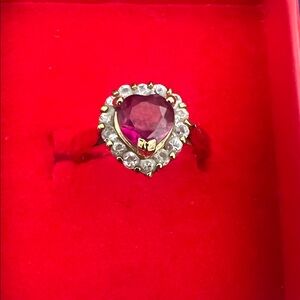 Heart-Shaped Pink Gemstone Halo Ring